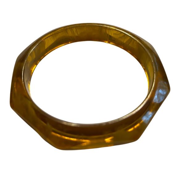 Vintage Prystal Bakelite bangle bracelet apple juice cream swirl 8-side Art Deco - Picture 4 of 4